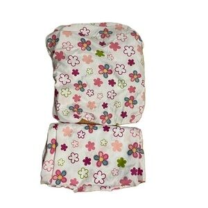 Everything Kids Floral Fitted Flat Sheet Set Crib Toddler Bed Size Pink Blue